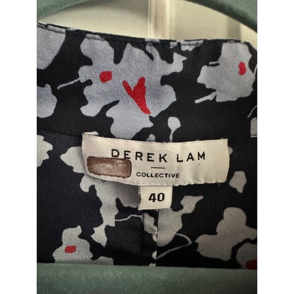 Derek Lam 10 Crosby x RTR Navy Floral Print A-Line Dress With 3/4 Sleeves & V-Ne - Picture 8 of 9